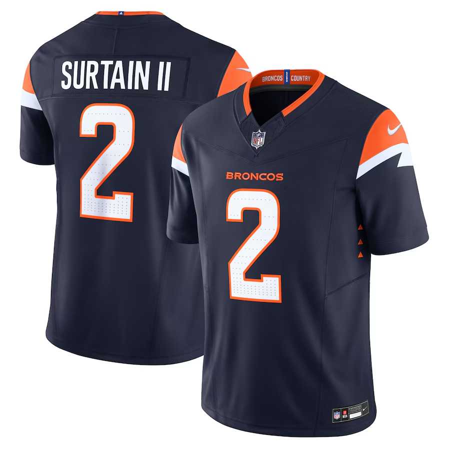 Men & Women & Youth Denver Broncos #2 Pat Surtain II Navy 2024 Draft F.U.S.E. Vapor Limited Stitched Jersey->dallas cowboys->NFL Jersey